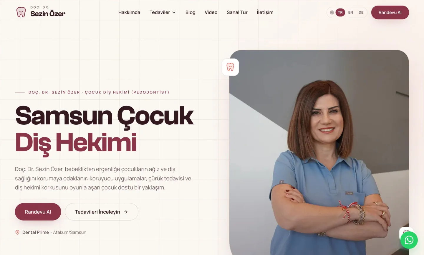 Doç. Dr. Sezin Özer — proje ekran görüntüsü